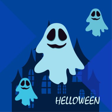 Hayaletlerle cadılar bayramı arkaplanı, vektör illüstrasyonu 