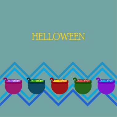 Tencere iksir, Cadılar Bayramı vektör arka plan ile