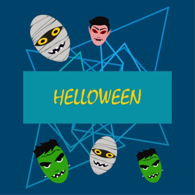 Cadılar Bayramı canavarlar ile arka plan. Vektör çizim. 