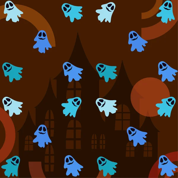 Ilustración Halloween Con Fantasmas Vector Fondo — Vector de stock