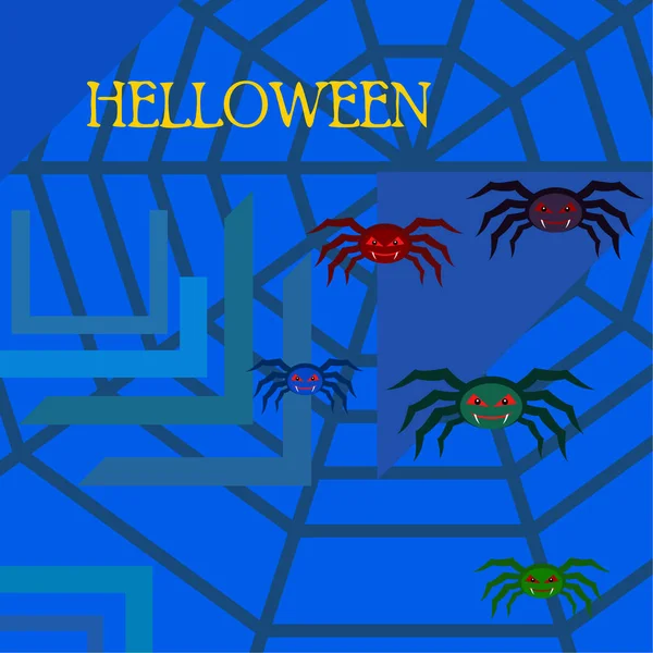 Halloween Achtergrond Met Spinnen Vectorillustratie — Stockvector