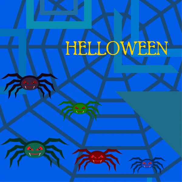 Halloween Achtergrond Met Spinnen Vectorillustratie — Stockvector