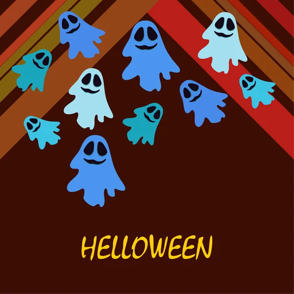 Halloween Illustration Ghosts Vector Background — Stock Vector