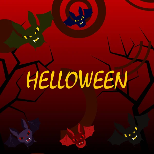 Morcegos Halloween Cartaz Halloween Ilustração Vetorial — Vetor de Stock