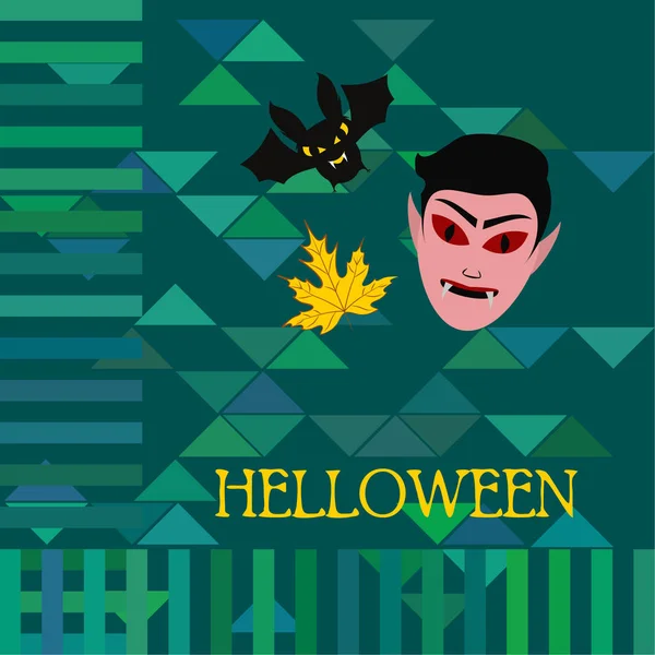 Halloween Autumn Fall Blad Masker Van Dracula Bat — Stockvector