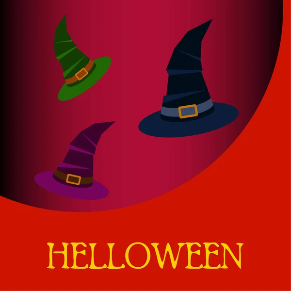 Halloween Tło Kapelusze Czarownice Halloween Karty — Wektor stockowy