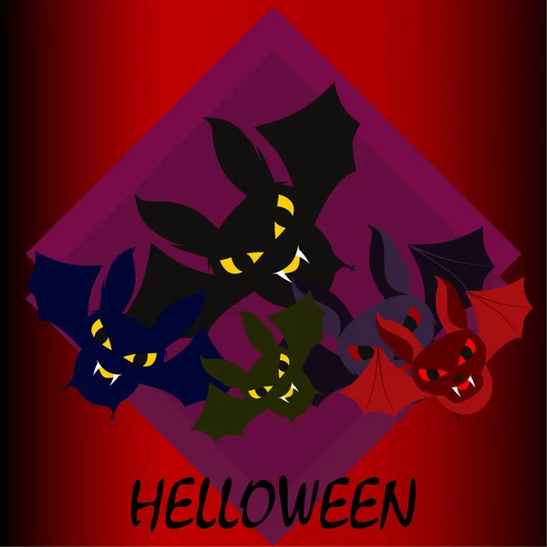 Halloween Fladdermöss Halloween Affisch Vektor Illustration — Stock vektor