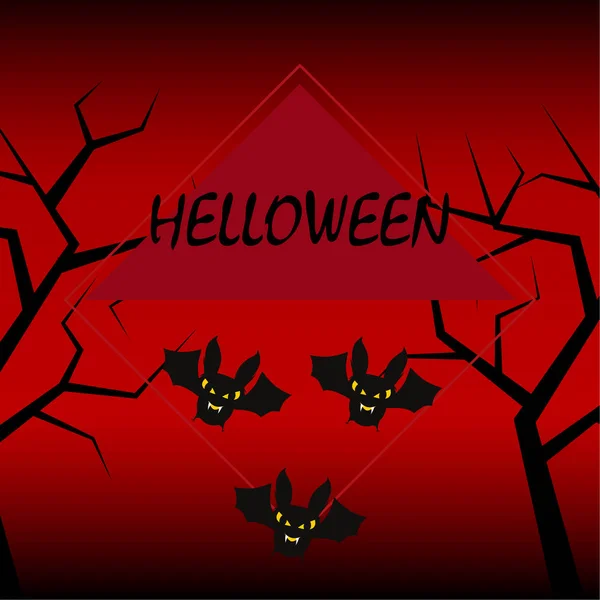 Morcegos Halloween Fundo Vermelho Cartaz Halloween Ilustração Vetorial — Vetor de Stock