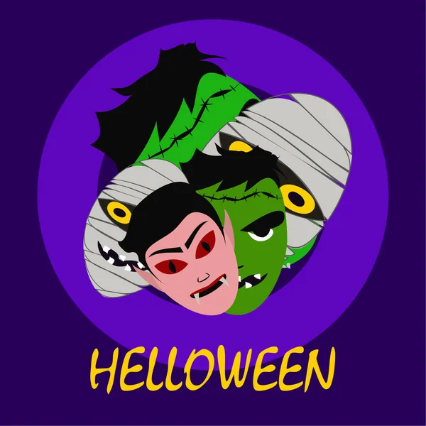 Halloween Hintergrund Mit Monstern Vektorillustration — Stockvektor