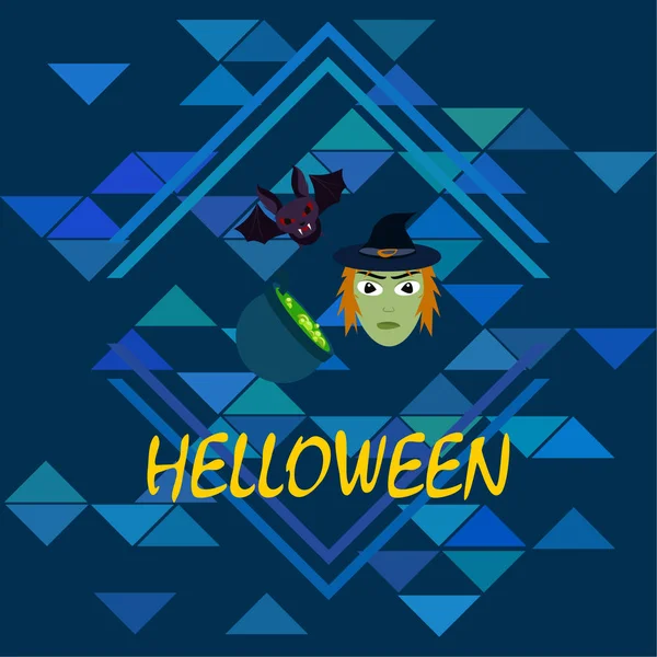 ハロウィーンの魔女 バット ポットのベクトルの背景 — ストックベクタ