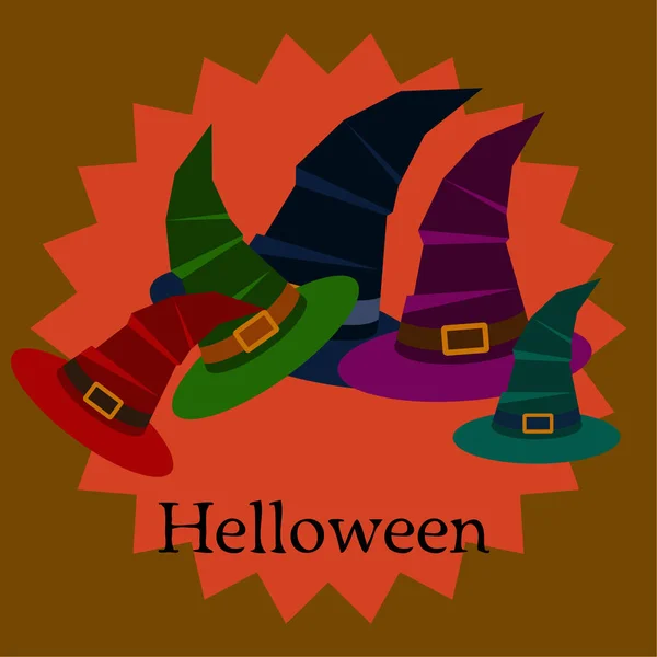 Halloween Vector Fondo Con Sombreros Bruja — Vector de stock