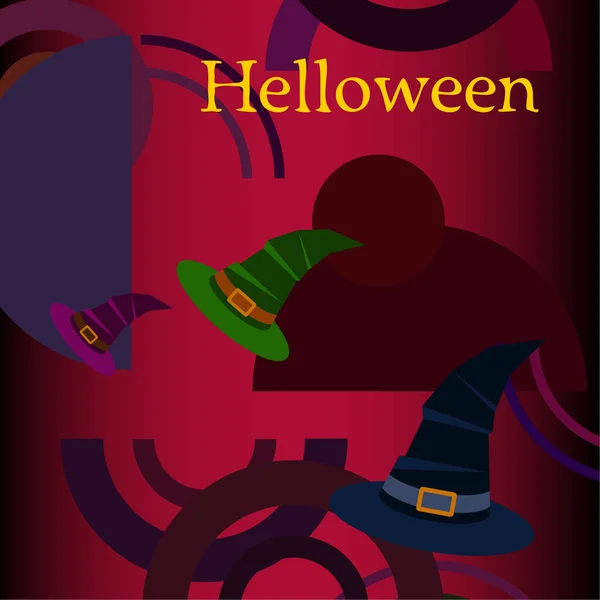 Halloween Achtergrond Met Heks Hoeden Halloween Kaart — Stockvector