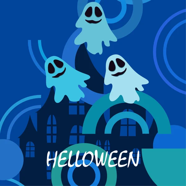 Fondo Halloween Con Fantasmas Ilustración Vectorial — Vector de stock