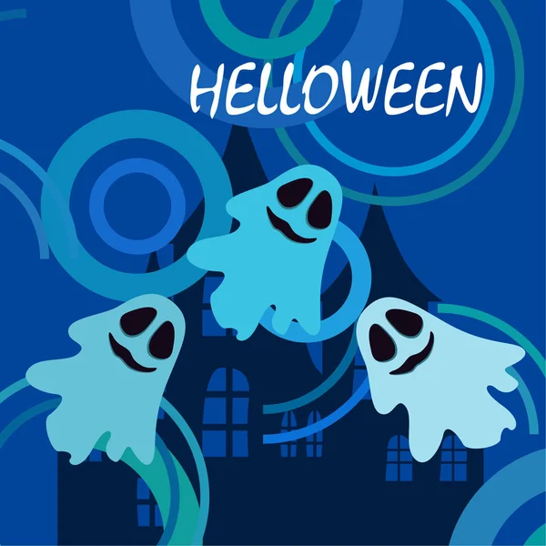 Halloween Vector Fondo Con Fantasmas Ilustración — Vector de stock