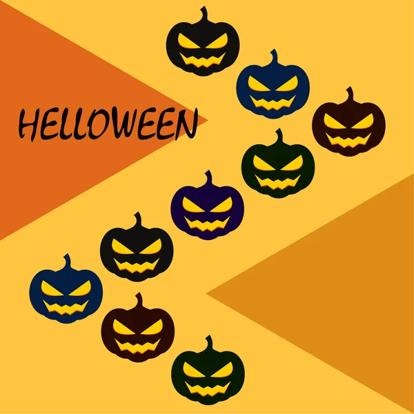 Halloween Kürbisse Laternen Auf Orangefarbenem Hintergrund — Stockvektor