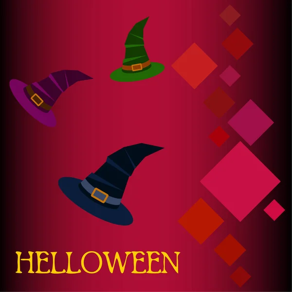 Sfondo Halloween Con Cappelli Strega Carta Halloween — Vettoriale Stock