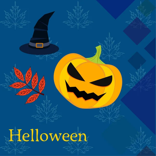 Halloween Automne Citrouille Enjoliveur Feuille Fond Vecteur — Image vectorielle