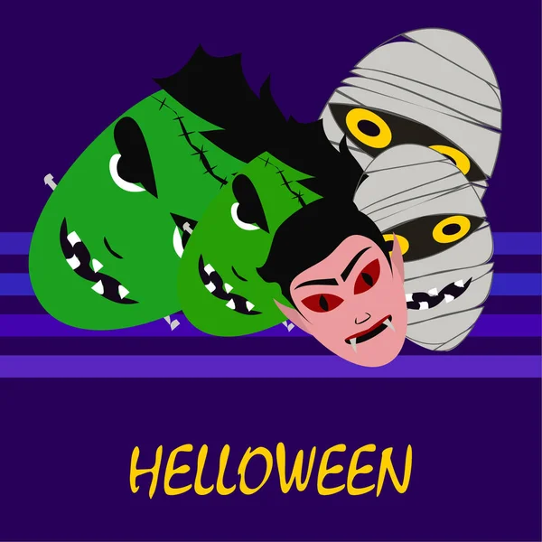 Halloween Achtergrond Met Monsters Vectorillustratie — Stockvector