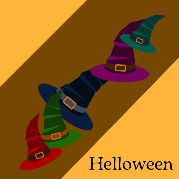 Halloween Vektor Hintergrund Mit Hexenhüten — Stockvektor