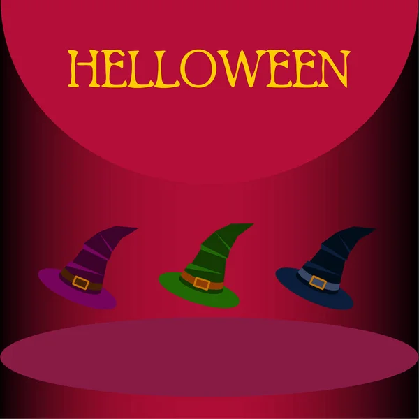 Halloween Cadı Şapkaları Ile Arka Plan Cadılar Bayramı Kartı — Stok Vektör