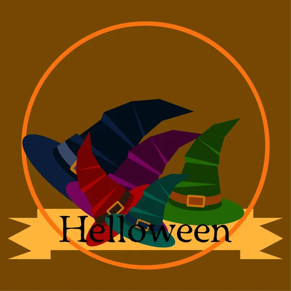 Halloween Vector Fondo Con Sombreros Bruja — Vector de stock