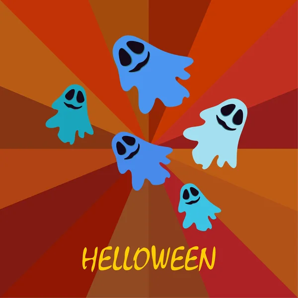 Halloween Vetor Fundo Com Fantasmas Ilustração — Vetor de Stock