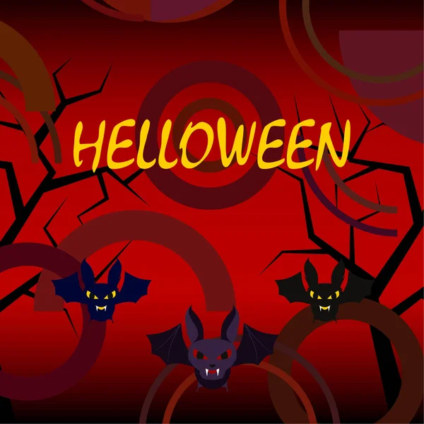 Chauves Souris Halloween Sur Fond Rouge Affiche Halloween Illustration Vectorielle — Image vectorielle