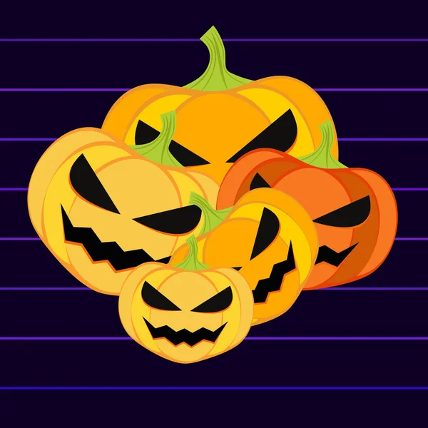 Fondo Halloween Con Calabazas Ilustración Vectorial — Vector de stock