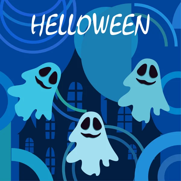 Halloween Vector Fondo Con Fantasmas Ilustración — Vector de stock