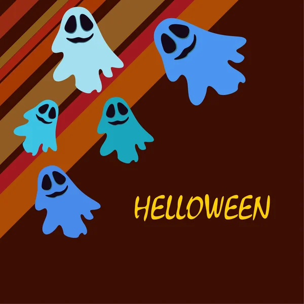 Halloween Vetor Fundo Com Fantasmas Ilustração — Vetor de Stock