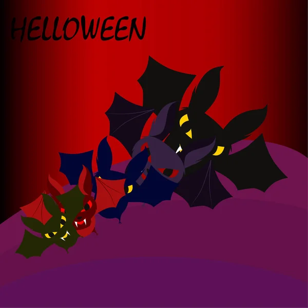 Morcegos Halloween Cartaz Halloween Vector — Vetor de Stock