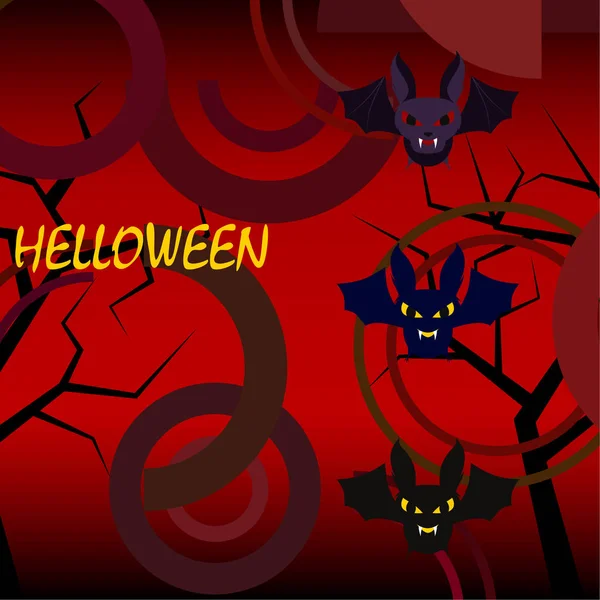 Halloween Denevérek Piros Háttér Halloween Plakát Illusztráció Vektor — Stock Vector