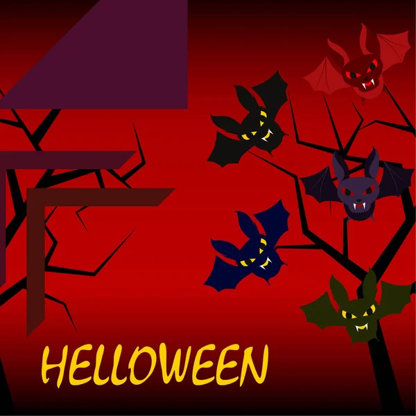 ハロウィンのポスターに 赤い背景にハロウィーン バット ベクトル イラスト — ストックベクタ