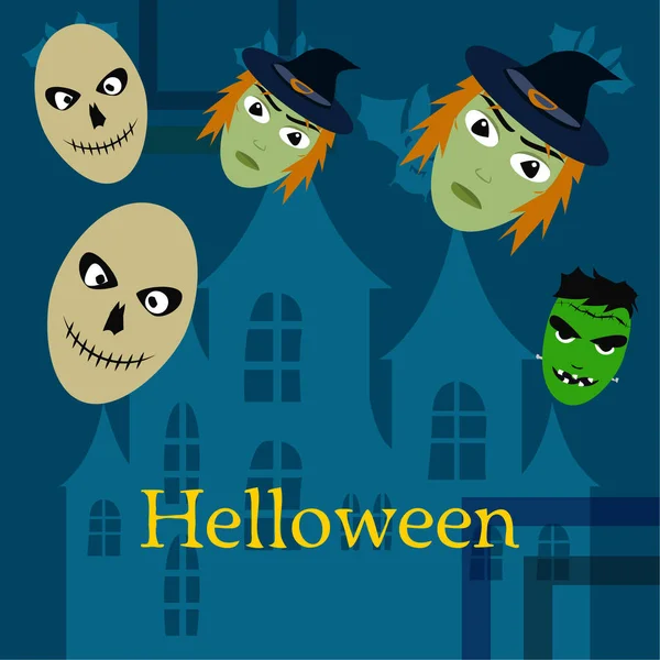 Fondo Halloween Con Calaveras Ilustración Vectorial — Vector de stock