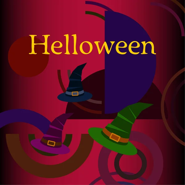 Fundo Halloween Com Chapéus Bruxa Cartão Halloween —  Vetores de Stock