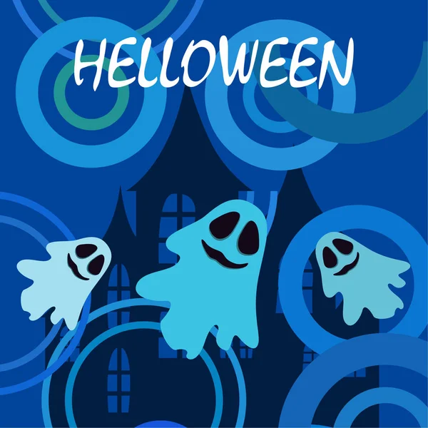 Halloween Vector Fondo Con Fantasmas Ilustración — Vector de stock