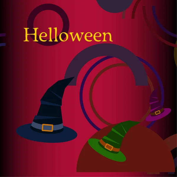 Fondo Halloween Con Sombreros Bruja Tarjeta Halloween — Archivo Imágenes Vectoriales