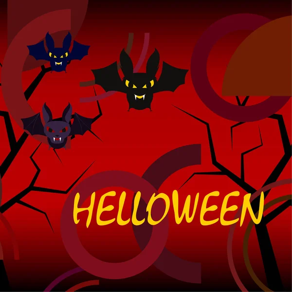 Halloween Netopýři Červeném Pozadí Halloween Plakát Vektorové Ilustrace — Stockový vektor