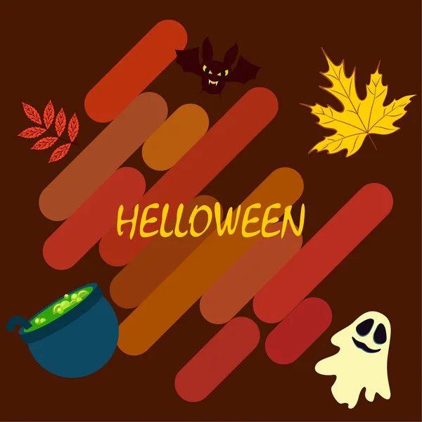 Halloween Fallna Höstlöv Kittel Bat Ghost Vector Bakgrund — Stock vektor