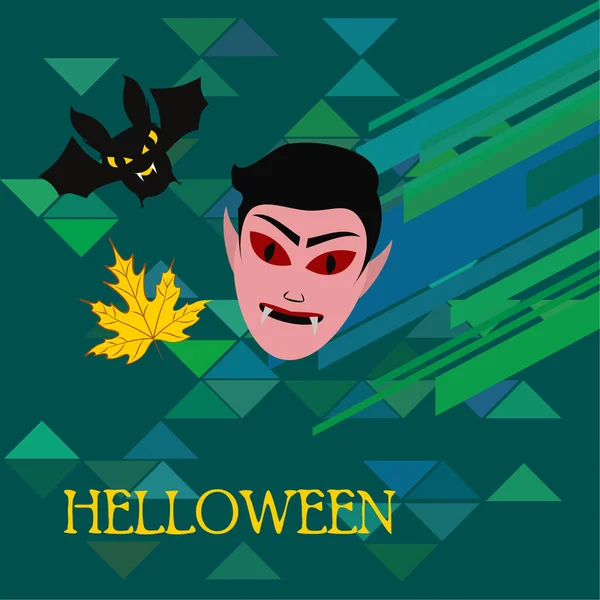 Halloween Autumn Fall Blad Masker Van Dracula Bat — Stockvector