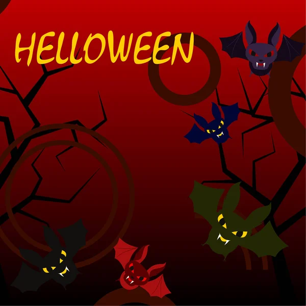 Chauves Souris Halloween Affiche Halloween Illustration Vectorielle — Image vectorielle