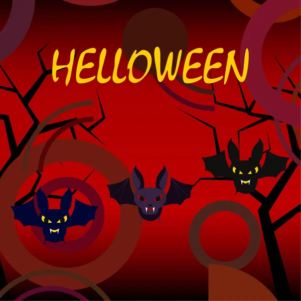 Halloween Netopýři Červeném Pozadí Halloween Plakát Vektorové Ilustrace — Stockový vektor