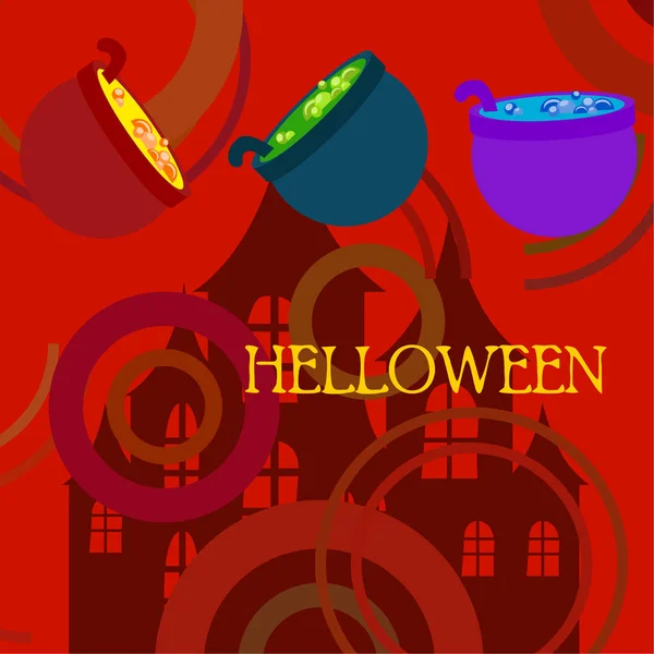 Pots Potion Halloween Vector Background — Stock Vector