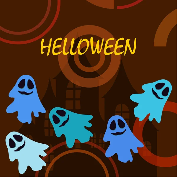 Halloween Illustratie Met Geesten Vector Achtergrond — Stockvector