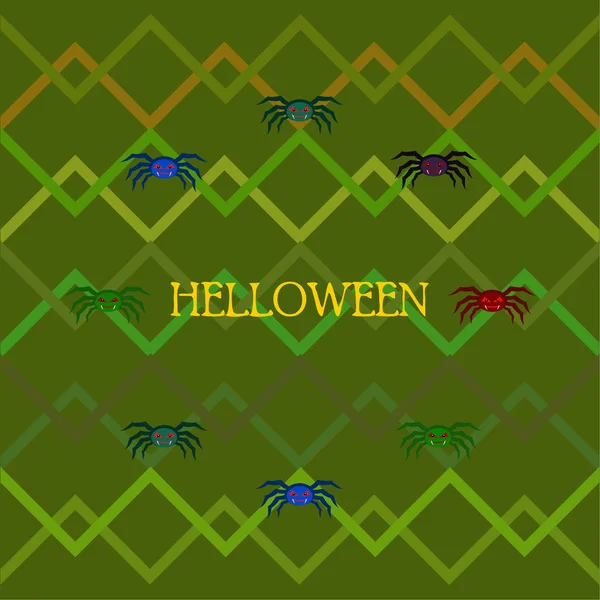 Halloween Illustration Vector Background Spiders — Stock Vector