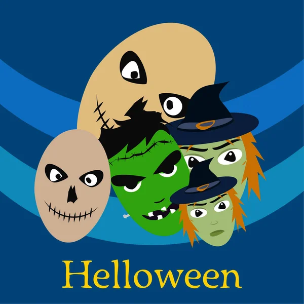Halloween Karta Lebkami Vektorové Ilustrace — Stockový vektor