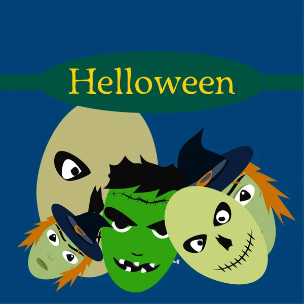 Halloween Card Skulls Vector Illustration — Stock Vector