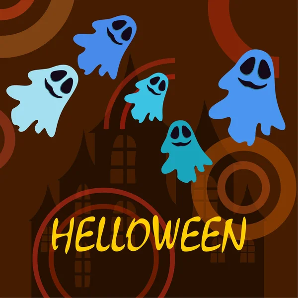 Halloween Ghosts Háttér Vektor Illusztráció — Stock Vector