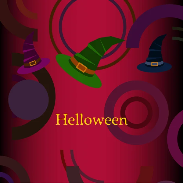 Halloween Hintergrund Mit Hexenhüten Auf Rotem Hintergrund — Stockvektor