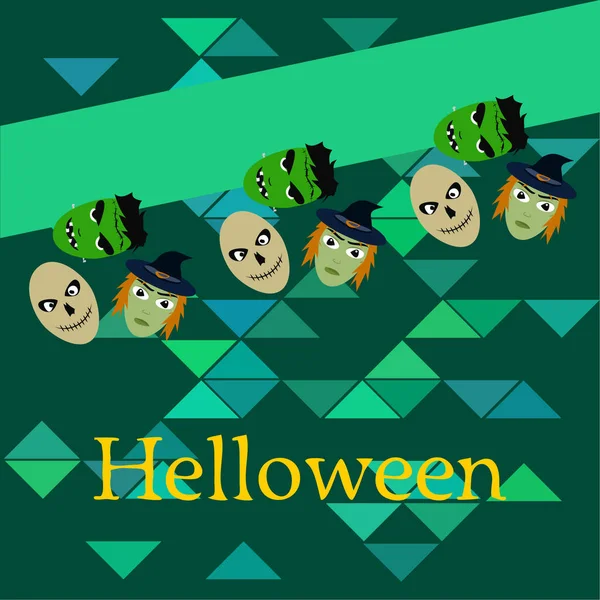 Halloween Autunno Sfondo Con Teschi Vettoriale Illustrazione — Vettoriale Stock